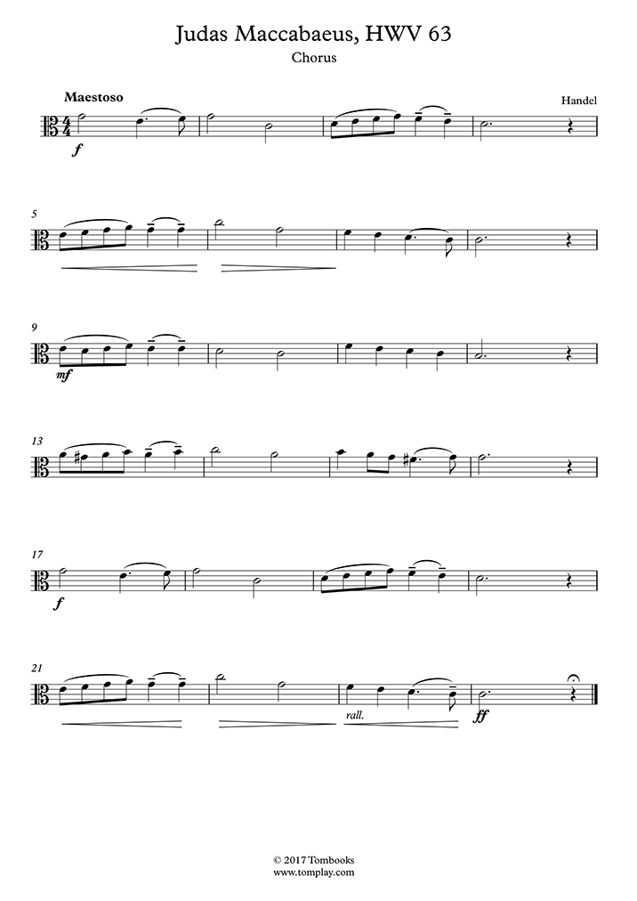 Judas Maccabaeus, HWV 63 Chorus (헨델) 비올라 악보